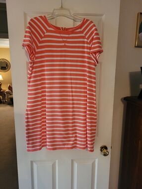 crown & ivy Coral and White Striped Top